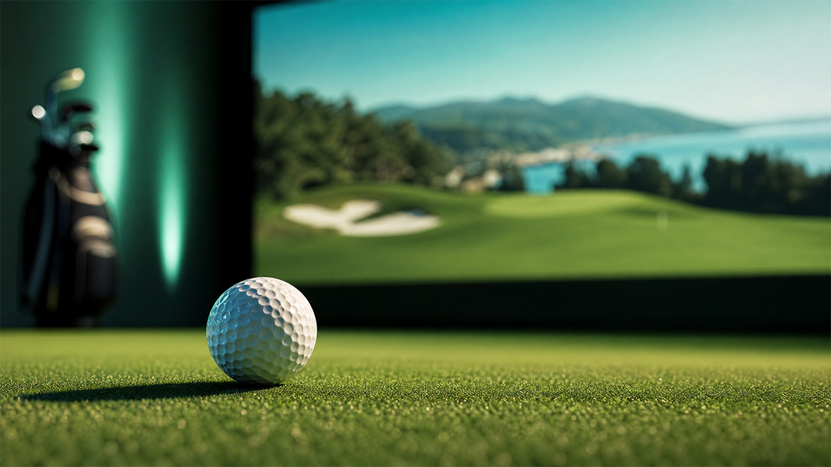 Indoor golf simulator bay